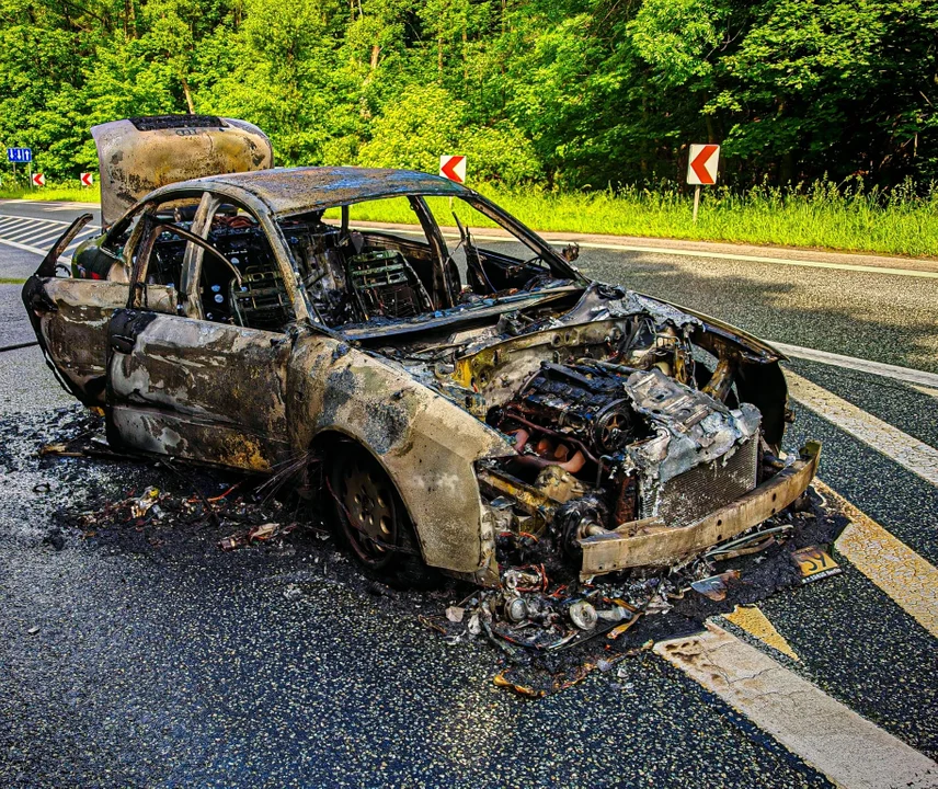 Pożar Audi A6 Dębowina