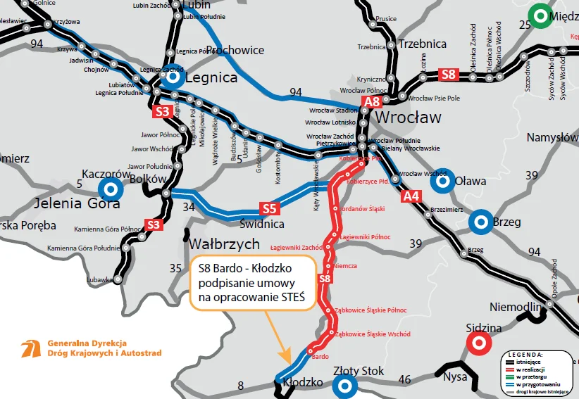 Nowy etap prac nad S8 Wrocław – Kłodzko: STEŚ dla ostatniego odcinka