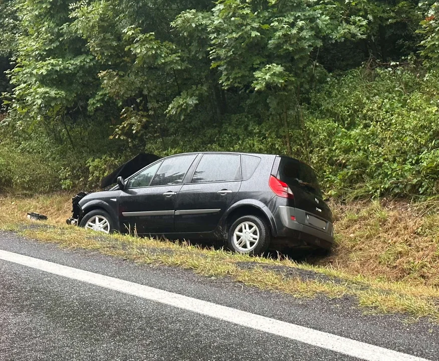 Krajowa ósemka. Kierująca renault wpadła w poślizg [zdjęcia]