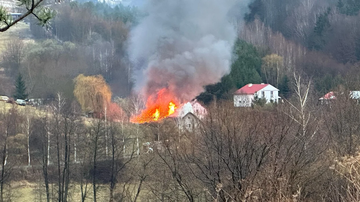 Pożar w miejscowości Huberek [zdjęcia]