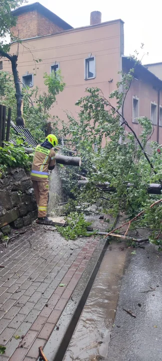 Nowa Ruda. Kilka interwencji straży w związku z ulewnymi opadami deszczu [zdjęcia]