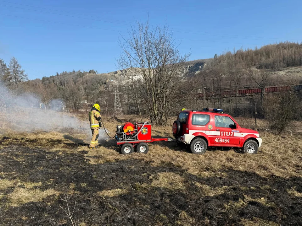 Powiat kłodzki. Początek lutego a już płonie sucha trawa [galeria]