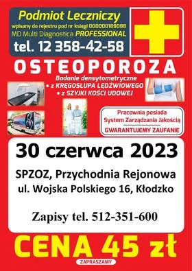 Kłodzko. Osteoporoza rozwija się bezobjawowo. Zbadaj swoje kości