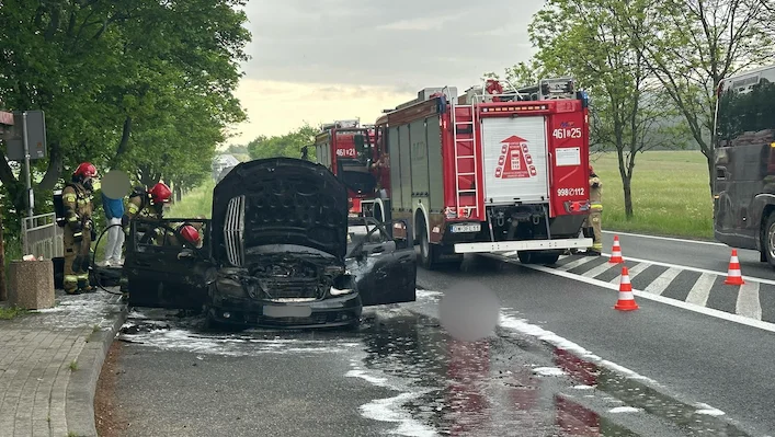 Boguszyn. Na ósemce spaliło się auto - Zdjęcie główne