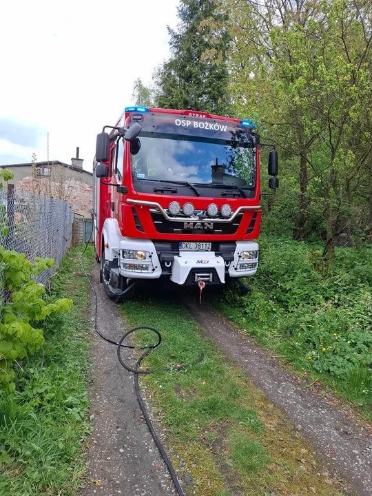 Bożków. Żar z pieca przyczyną pożaru w kotłowni. Do szpitala trafiło dwóch mężczyzn