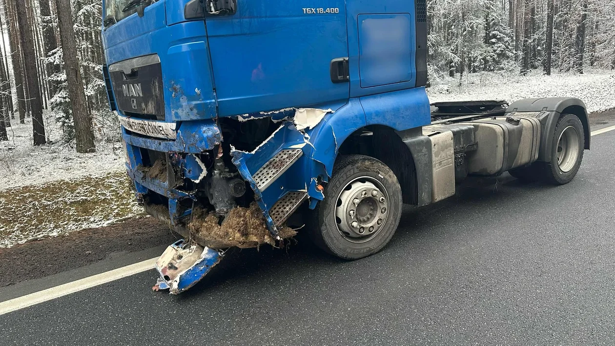 Krajowa Ósemka. Ciężarówka wpadła do rowu [zdjęcia]