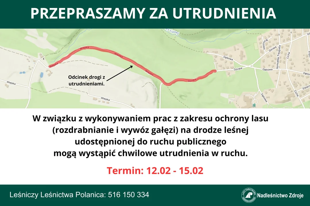 Utrudnienia na drodze leśnej w Nadleśnictwie Zdroje - Zdjęcie główne