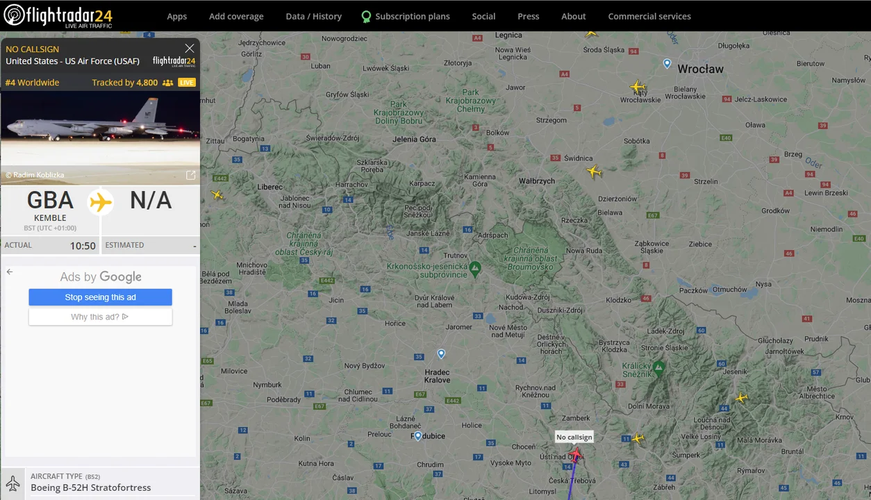 Bombowiec NATO B-52 leciał w stronę Kłodzka, w ostatniej chwili zawrócił - Zdjęcie główne