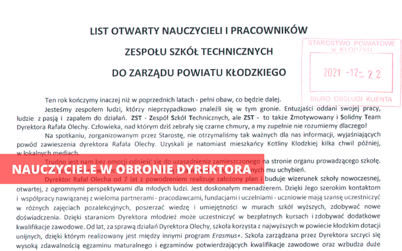 Kłodzko. Nauczyciele murem za zawieszonym dyrektorem - Zdjęcie główne