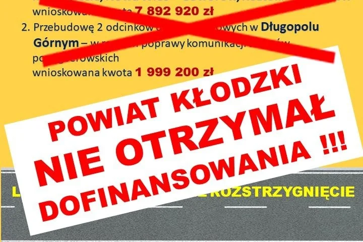 Powiat Kłodzki bez pieniędzy z rządowego funduszu - Zdjęcie główne