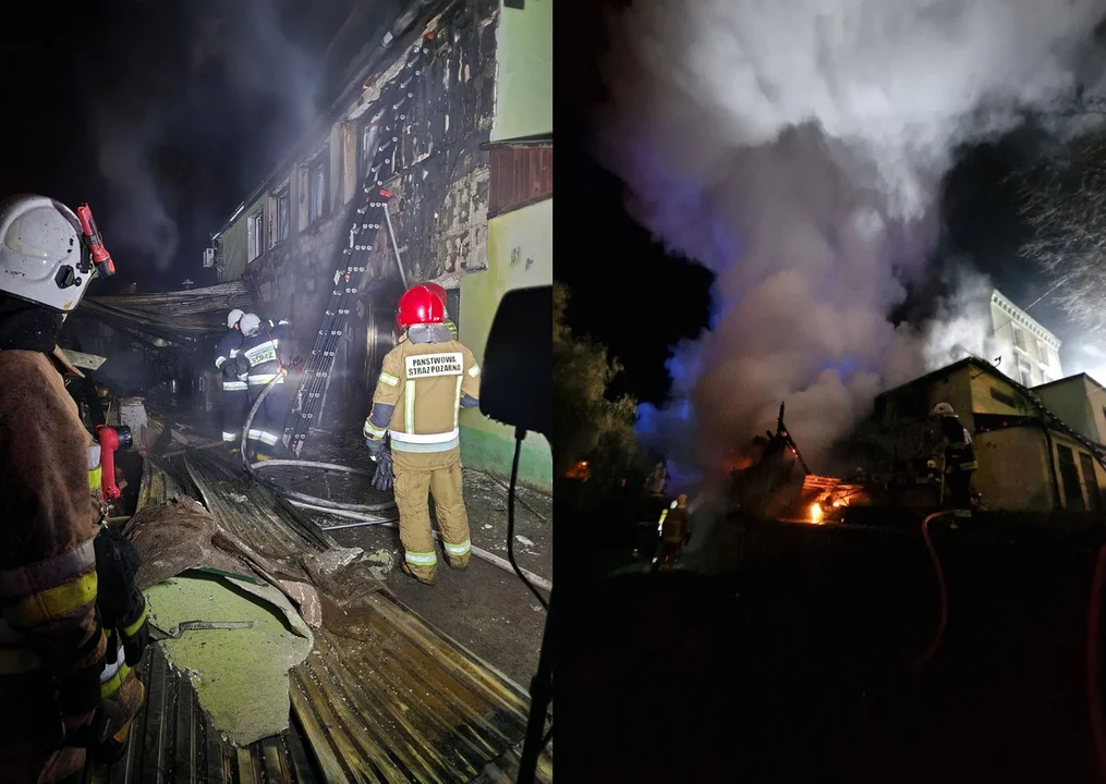 Lądek-Zdrój. Pożar budynku - na miejscu pracowało 10 zastępów straży pożarnej - Zdjęcie główne