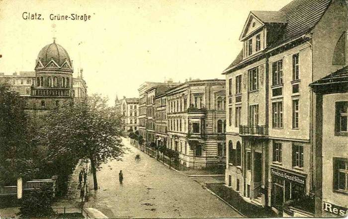 Grünestrasse i synagoga, czyli obecna ul. Wojska Polskiego w Kłodzku. Lata 1900-1920