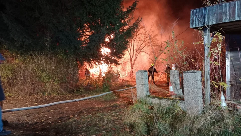 Pożar starego domku letniskowego w Kudowie-Zdroju - Zdjęcie główne