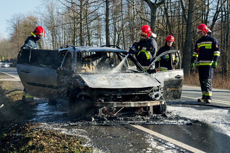 Osobowe Renault spłonęło w Podzamku. - Zdjęcie główne