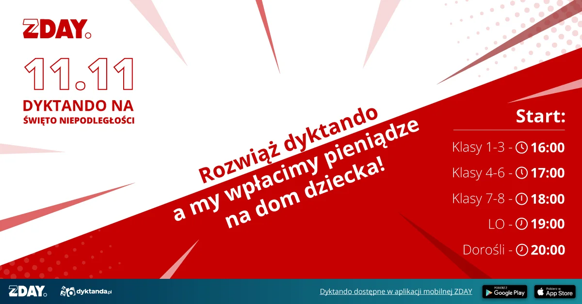 Weź udział w charytatywnym dyktandzie z okazji Święta Odzyskania Niepodległości - Zdjęcie główne