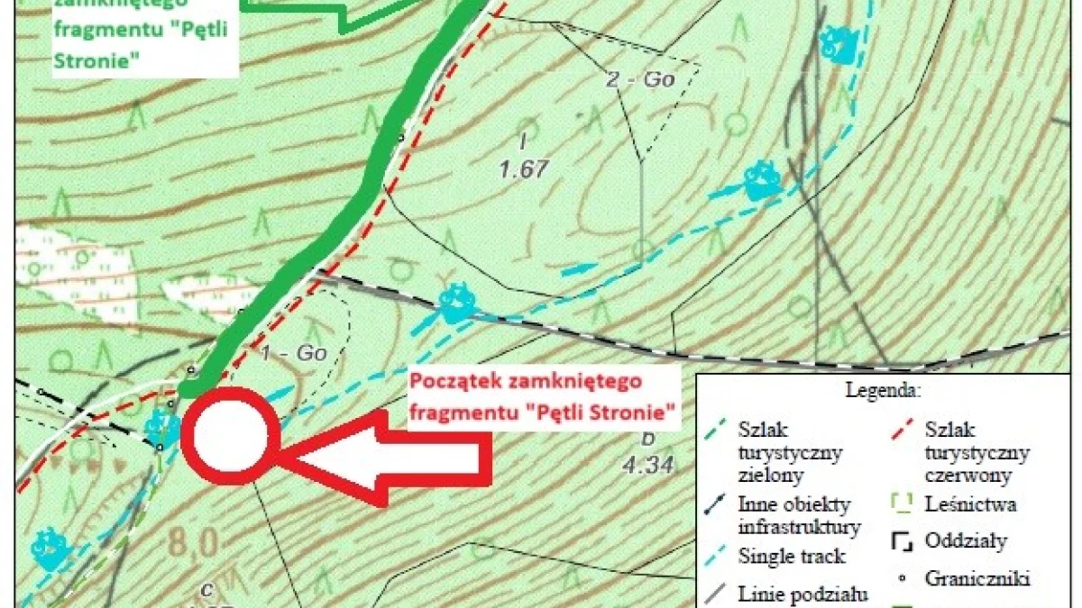 Od dziś czasowe utrudnienia na trasie rowerowej singletrack „Pętla Stronie” [mapa]
