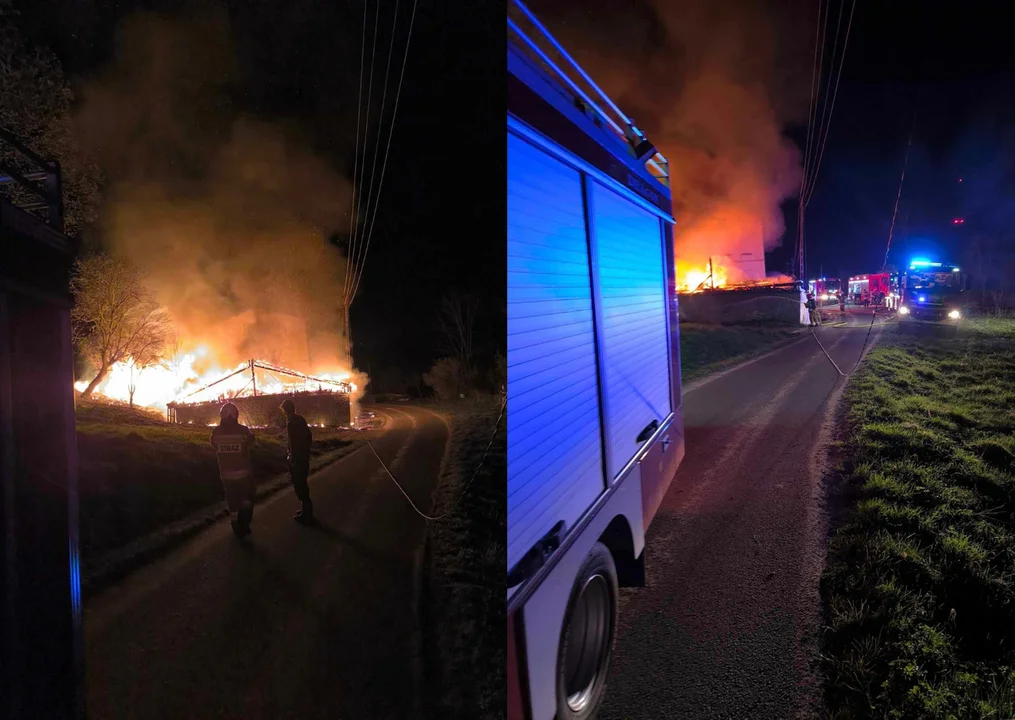 Ludwikowice Kłodzkie. Pożar stodoły z samochodem w środku - Zdjęcie główne