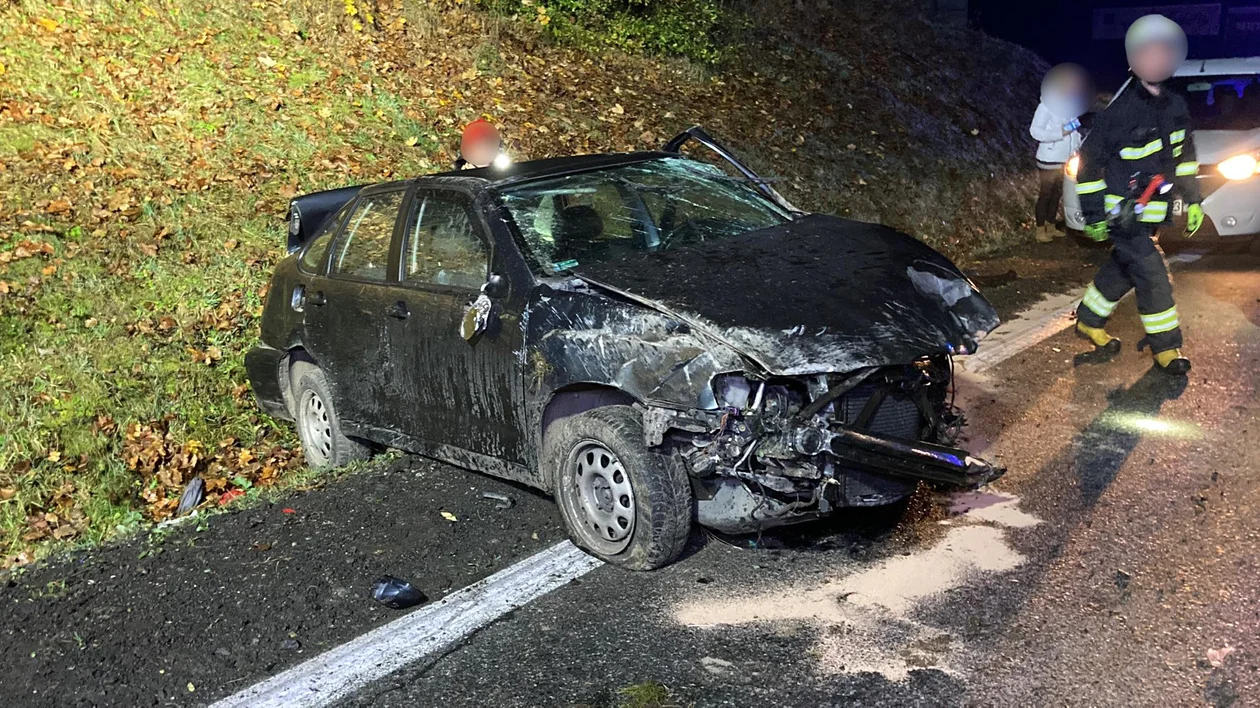 Krajowa ósemka. Auto wpadło do rowu. Kierowca był pijany? - Zdjęcie główne