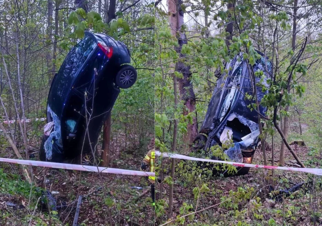 Gmina Nowa Ruda. Groźny wypadek w Bożkowie. Citroen ustawiony w pionie - Zdjęcie główne