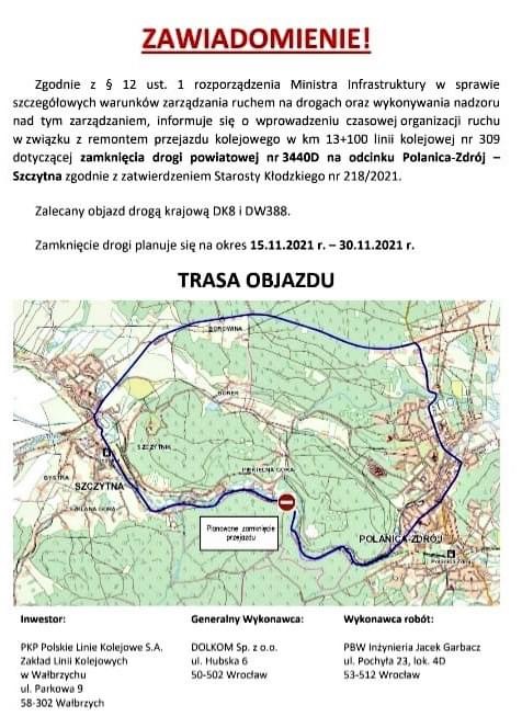 Tak będzie wyglądała trasa objazdu. 