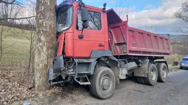 Wolibórz. Uderzył ciężarówką w drzewo. Był kompletnie pijany - Zdjęcie główne