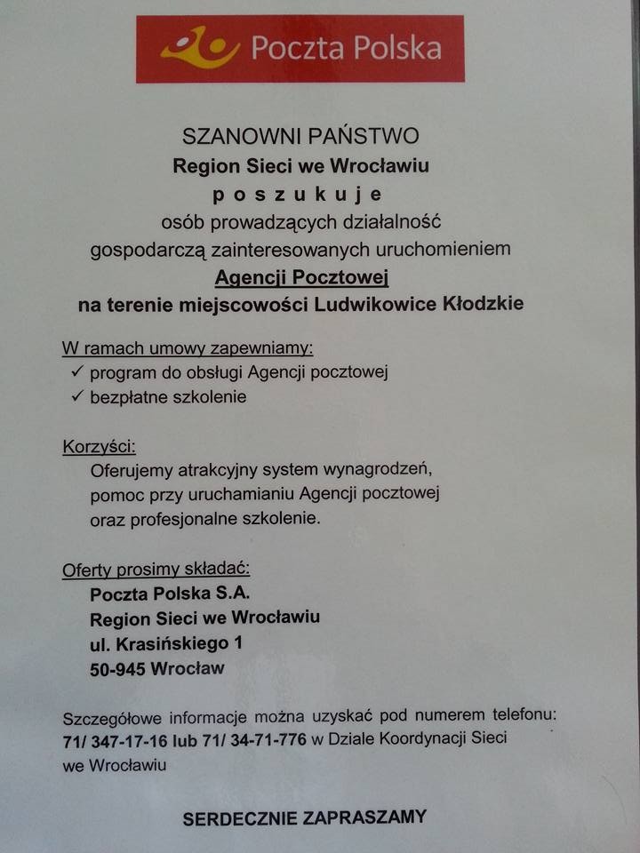 Agencja Pocztowa w Ludwikowicach Kł.? - Zdjęcie główne