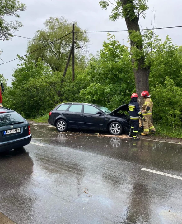 Kierowca wjechał samochodem  w drzewo we Włodowicach - Zdjęcie główne