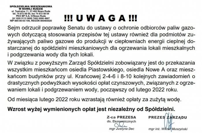 O drastycznych podwyżkach mieszkańcy dowiedzieli się w weekend, gdy sięgnęli do skrzynek pocztowych.