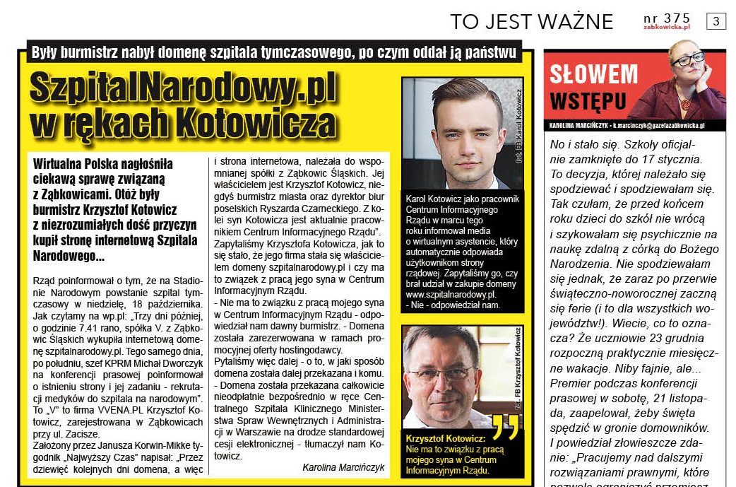 SzpitalNarodowy.pl w rękach Kotowicza - Zdjęcie główne