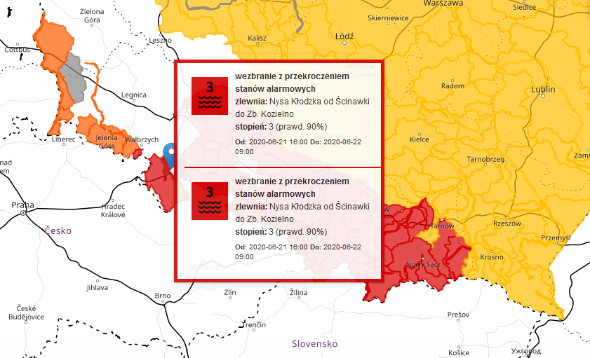 Stan ostrzegawczy w Bardzie wciąż przekroczony - Zdjęcie główne